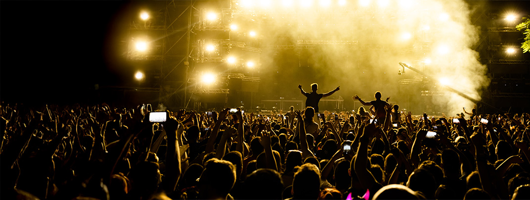Image of concert goers attending a show. 
