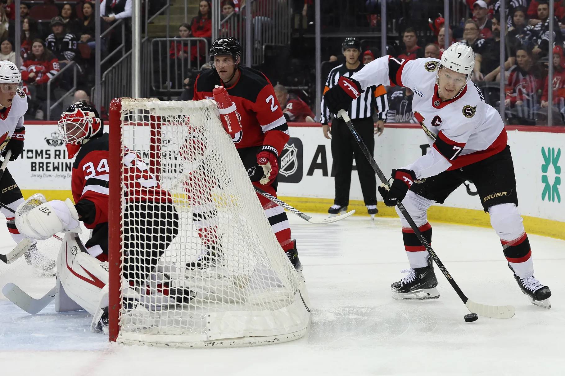 The Senators netted three in the second period to secure the win over the Devils.