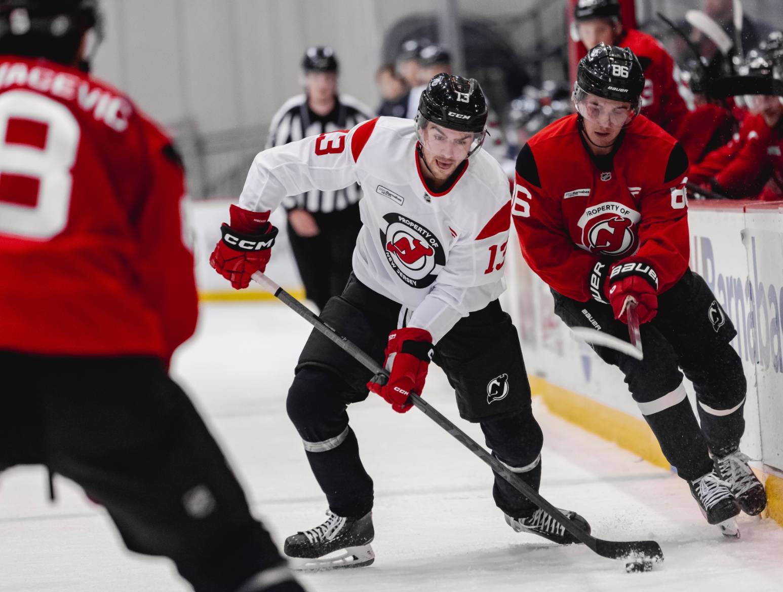 NJ Devils practicing against each other