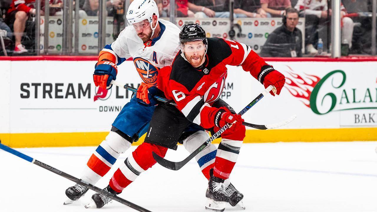 Connor Brown of the New Jersey Devils against the New York Islanders