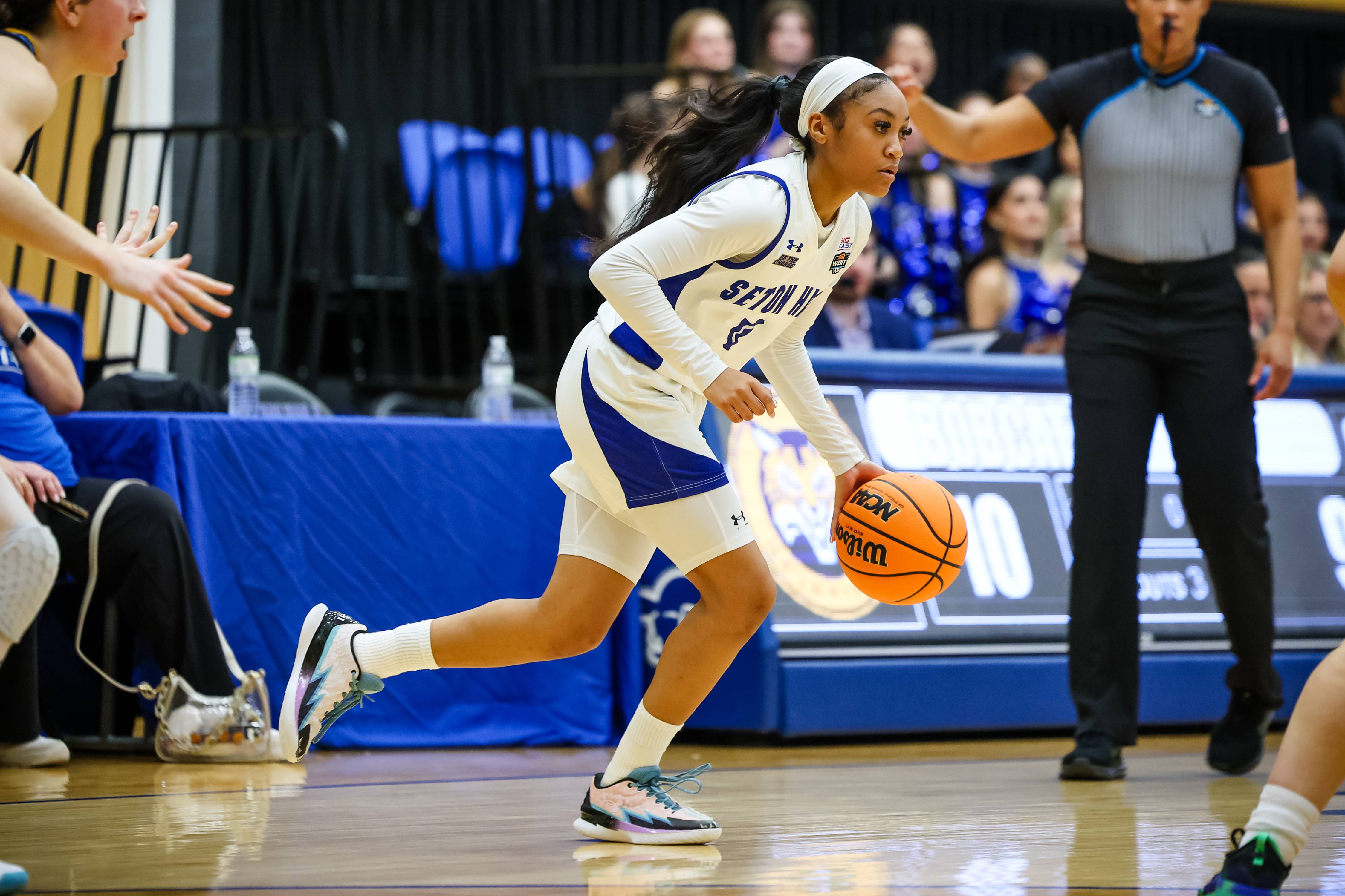 Jada Eads recorded 10 points and 10 rebounds in the WBIT victory over Quinnipiac.