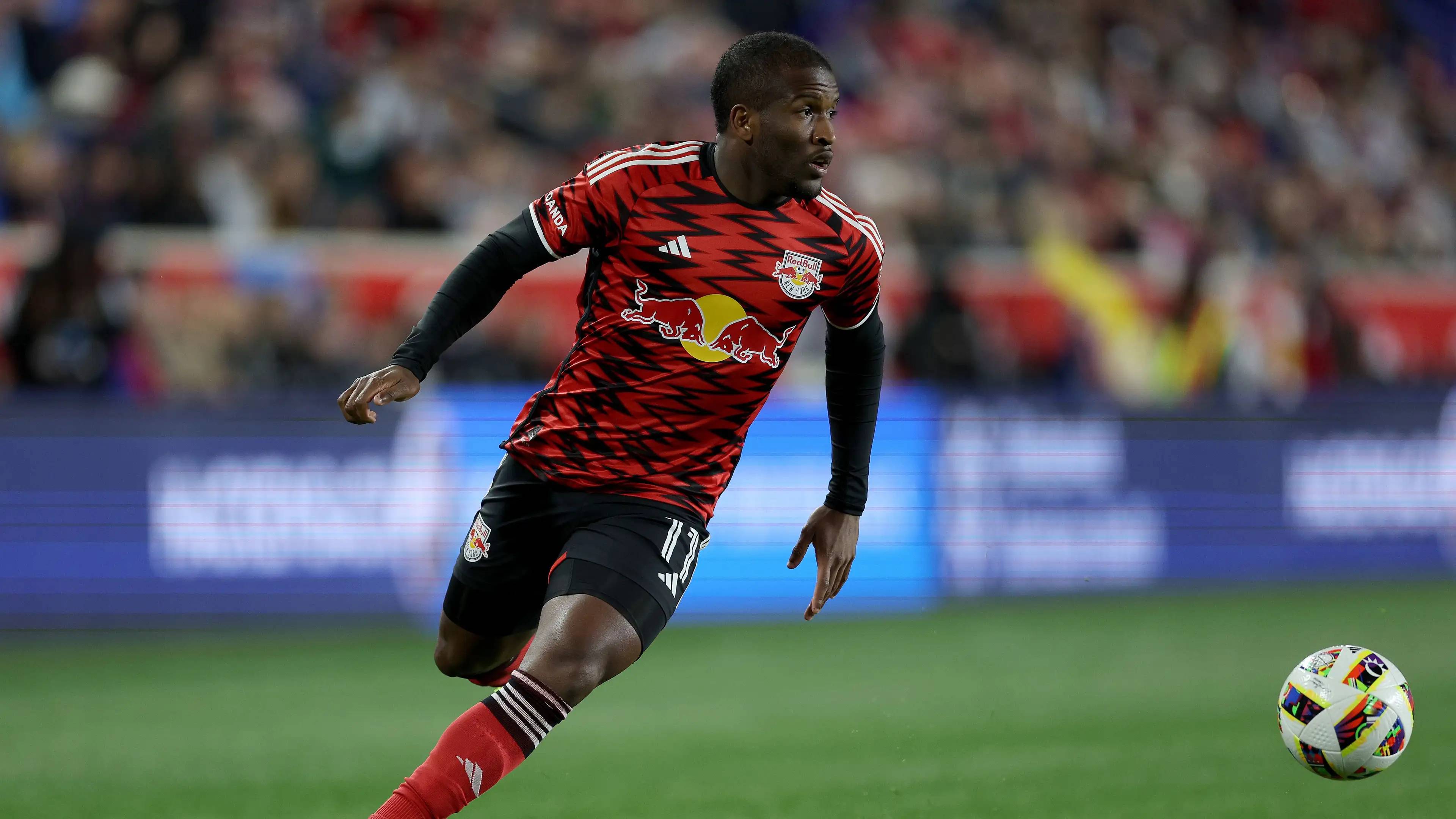 Elias Manoel (11) playing in a match for the Red Bulls.