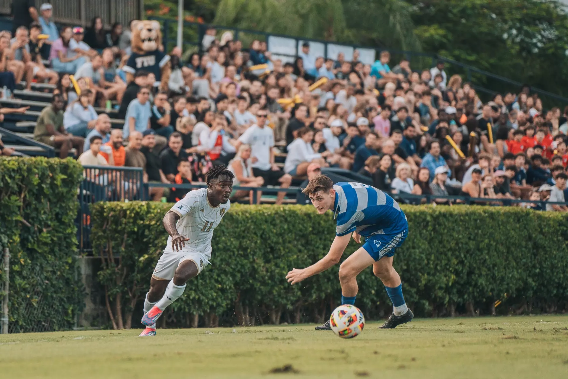 FIU's Michael Appiah going up againt Seton Hall's Agustin Resch