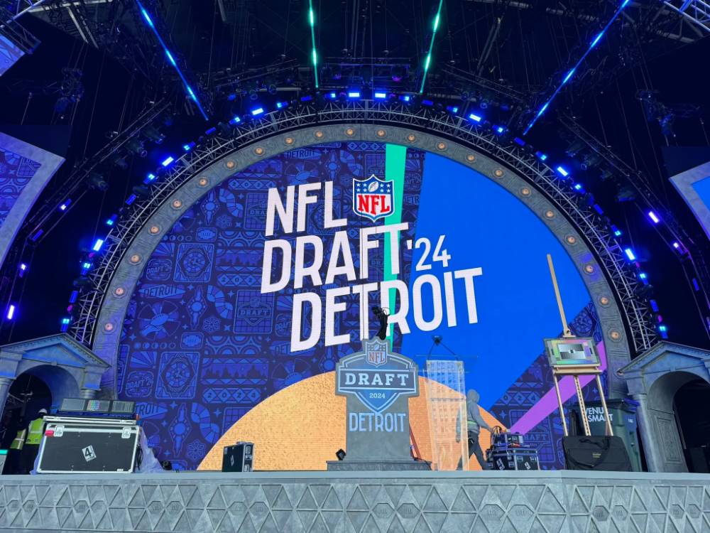 A view of the stage at the 2024 NFL Draft in Detroit