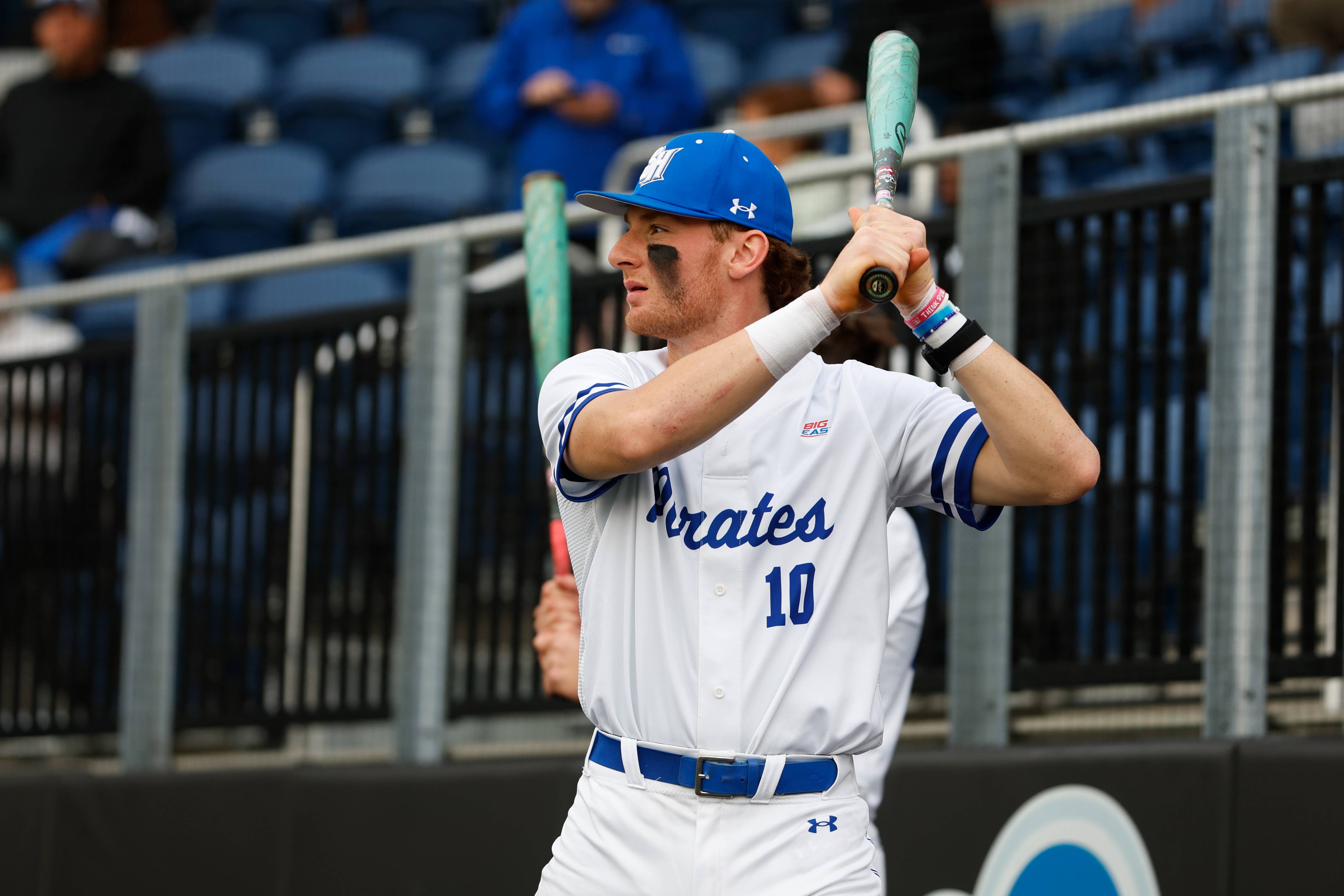 Nick Ferri hit two home runs in the Pirates' win over Monmouth.