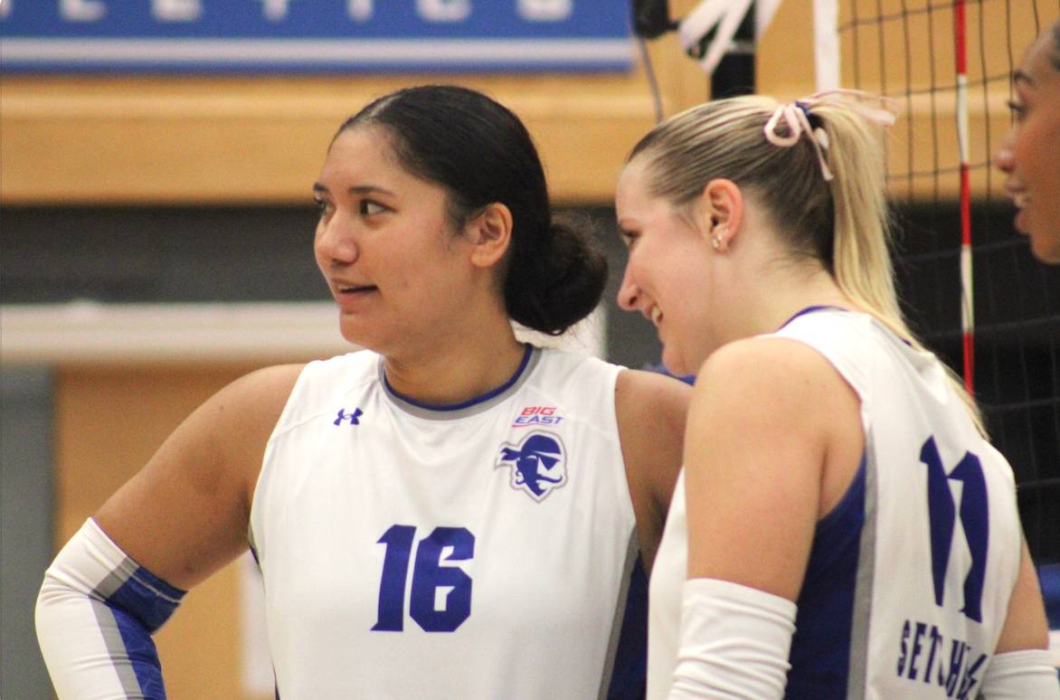 Senna Roberts-Navarro and Maddie Klungel smile
