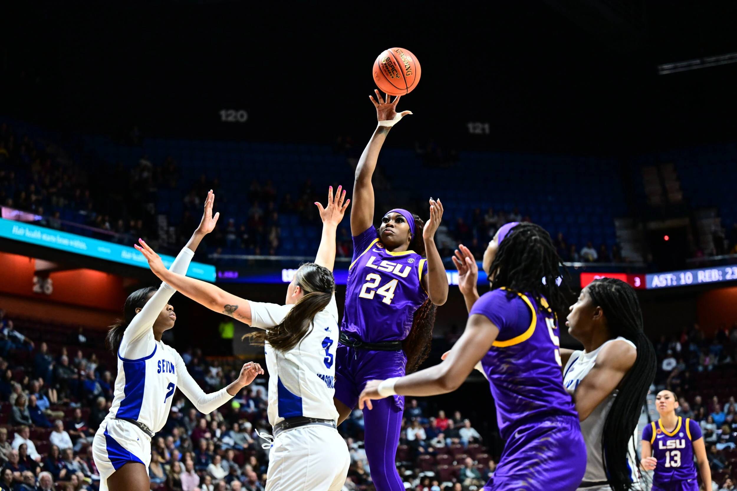 Aneesah Morrow led the Tigers in points (24) and rebounds (19) in the win over Seton Hall.