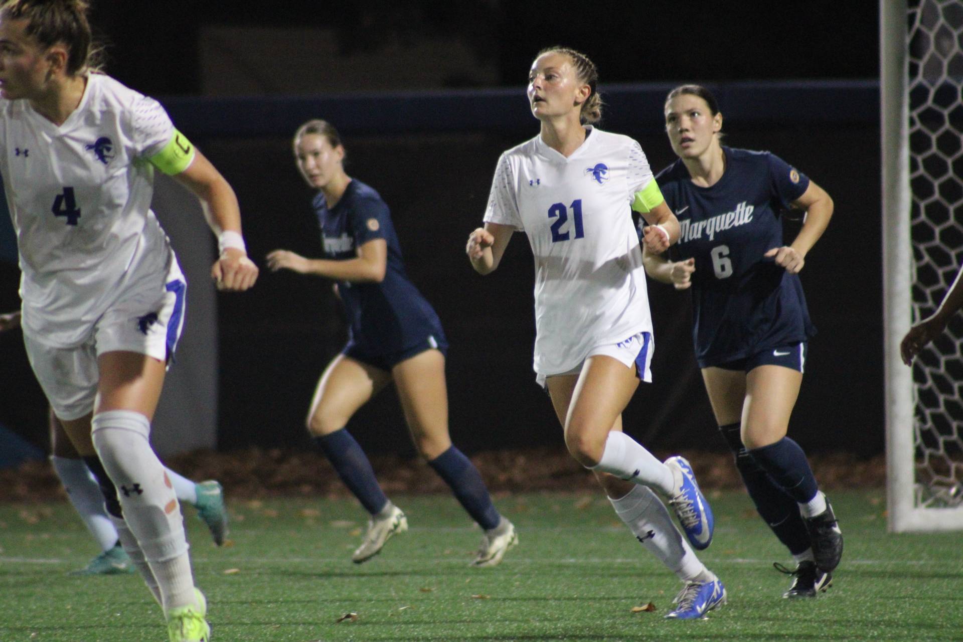 Chiara Pucci (4) and Natalie Tavana (21) playing in their final match for the Pirates.