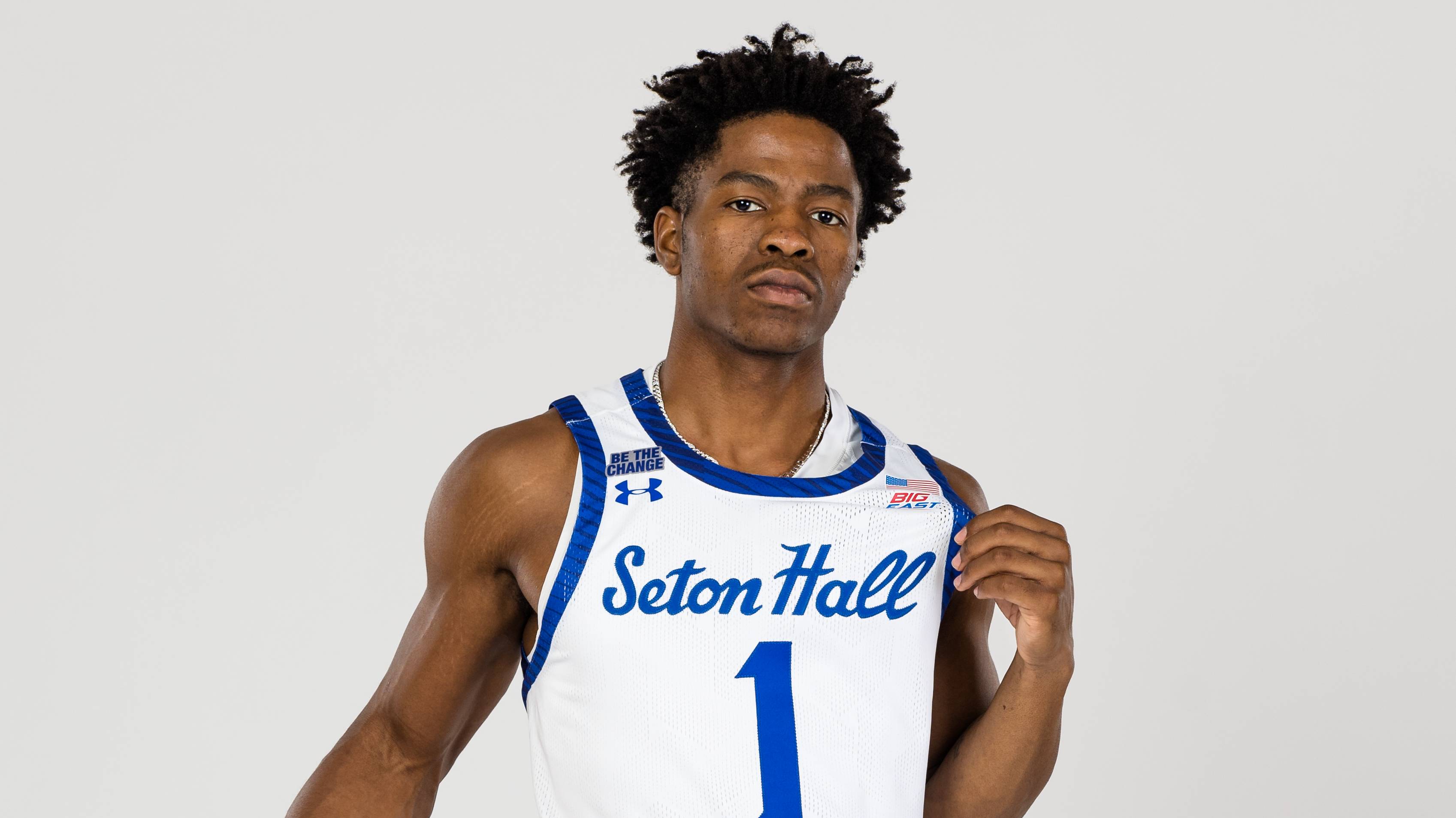 Zion Harmon (1) posing in his new team's uniform.